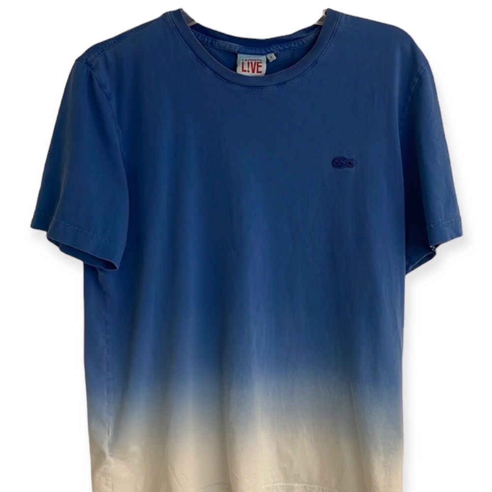 Lacoste Live T-shirt Mens Ombré Blue White Size 4 - Picture 8 of 8